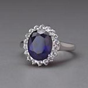 Sterling Silver Royal Blue Sapphire CZ & White Topaz Ring by Lenox.jpg